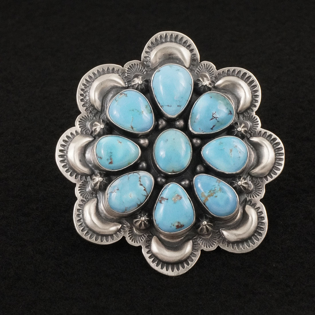 Mark Yazzie Turquoise & Sterling Silver Ring 8.5 Adj.