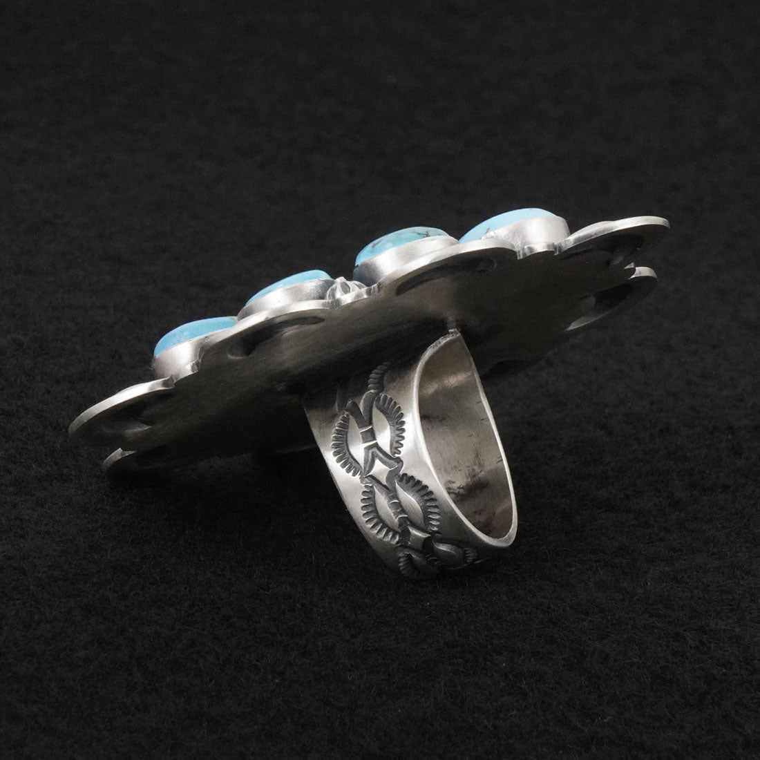 Mark Yazzie Turquoise & Sterling Silver Ring 8.5 Adj.