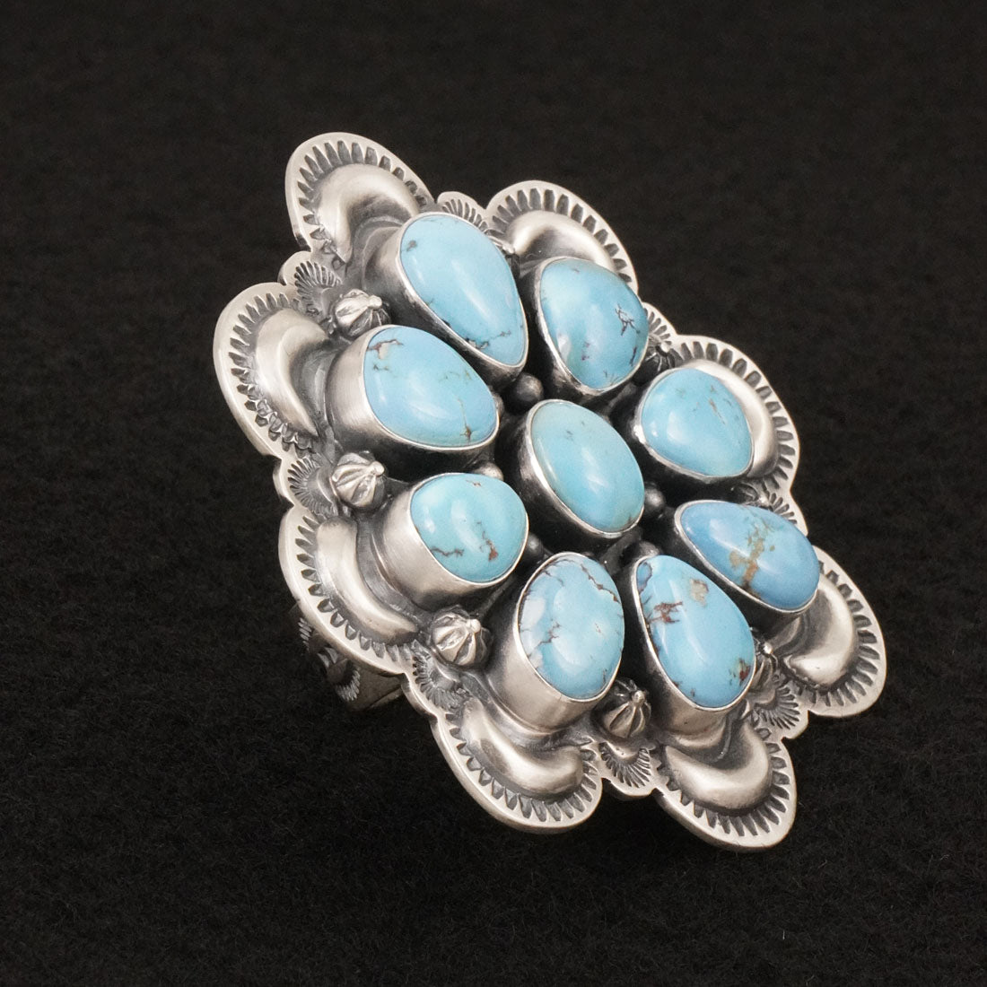 Mark Yazzie Turquoise & Sterling Silver Ring 8.5 Adj.