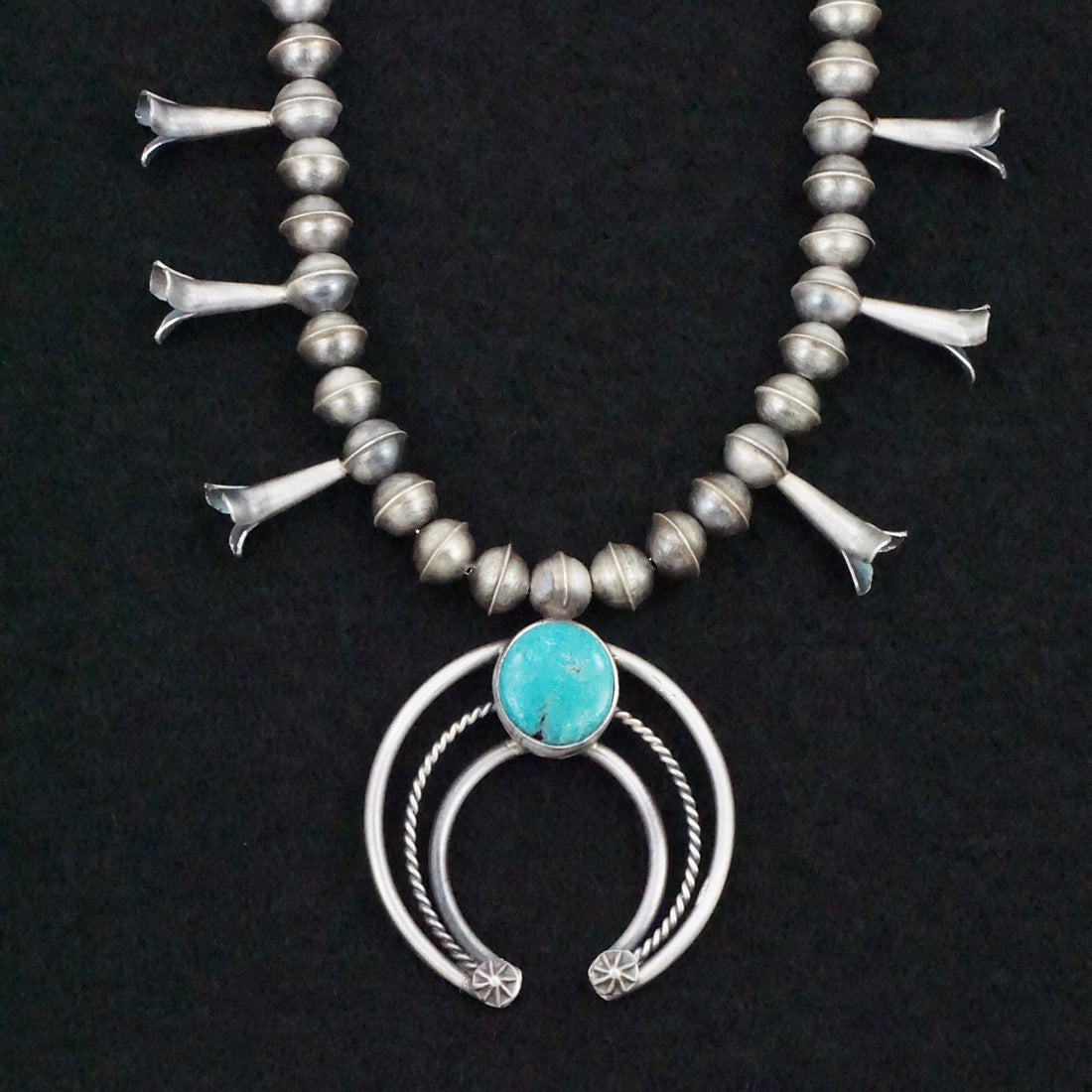 Phil Garcia Turquoise & Sterling Silver Squash Blossom Necklace