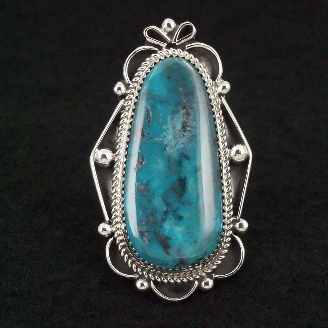 Leslie Nez Turquoise & Sterling Silver Ring Size 10.5