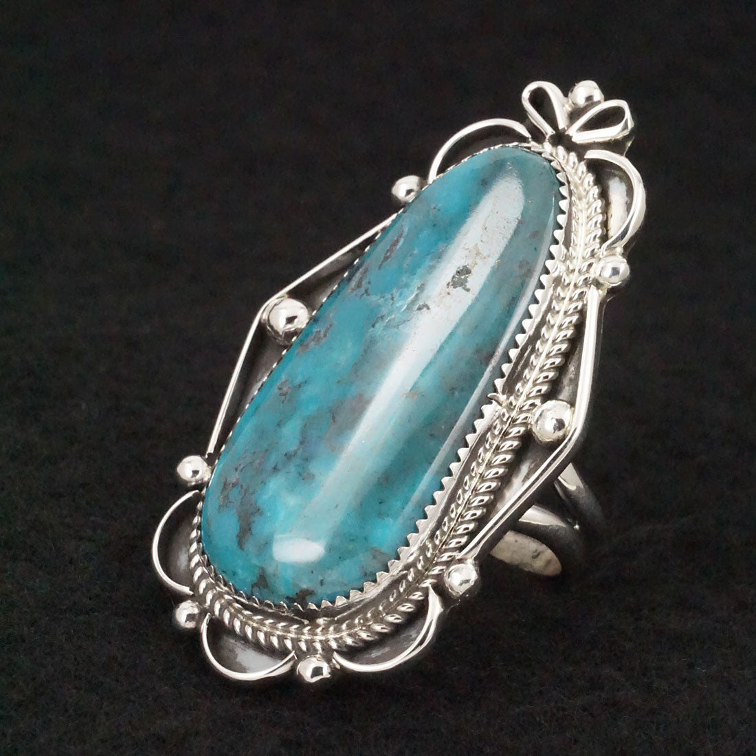 Leslie Nez Turquoise & Sterling Silver Ring Size 10.5