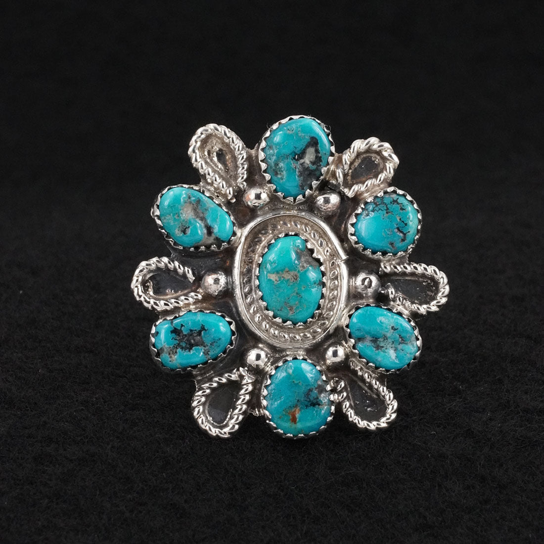Delbert Arviso Turquoise & Sterling Silver Ring Adjustable