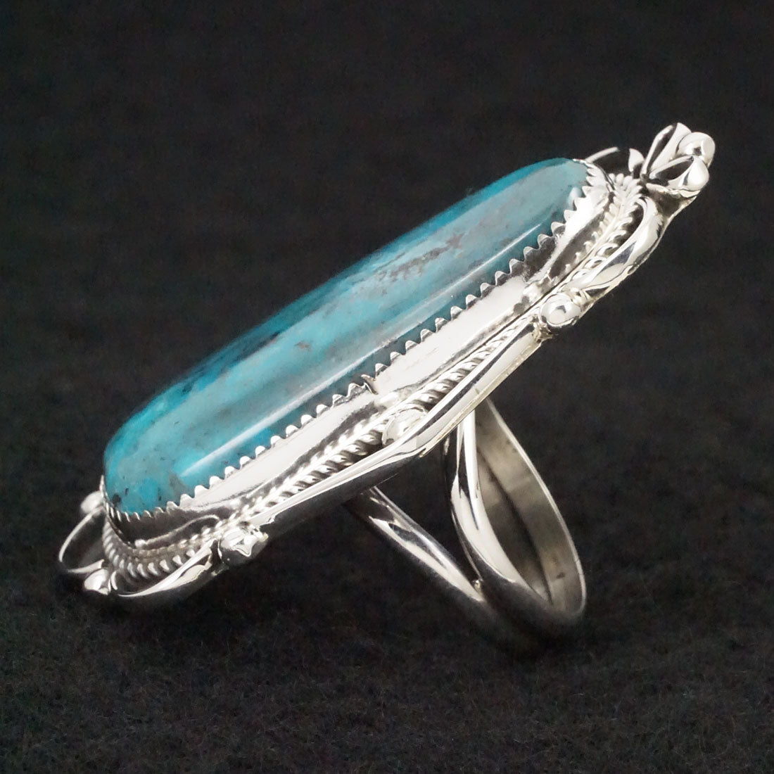 Leslie Nez Turquoise & Sterling Silver Ring Size 10.5