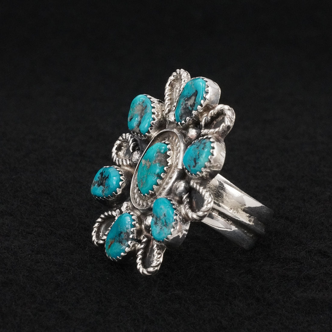 Delbert Arviso Turquoise & Sterling Silver Ring Adjustable