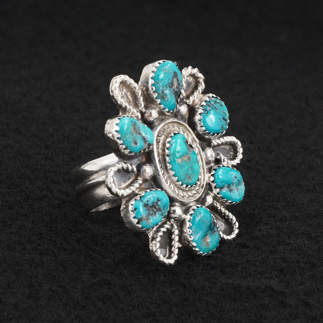 Delbert Arviso Turquoise & Sterling Silver Ring Adjustable