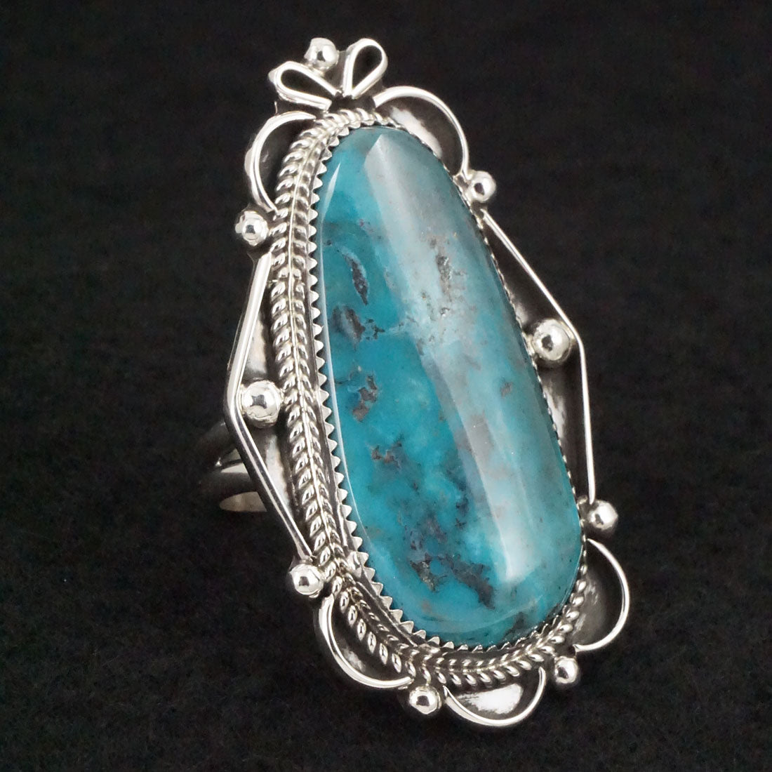 Leslie Nez Turquoise & Sterling Silver Ring Size 10.5