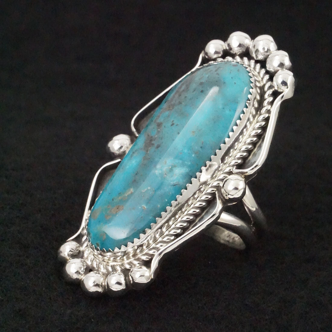 Leslie Nez Turquoise & Sterling Silver Ring Size 9.75