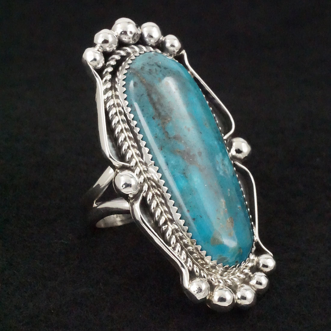 Leslie Nez Turquoise & Sterling Silver Ring Size 9.75