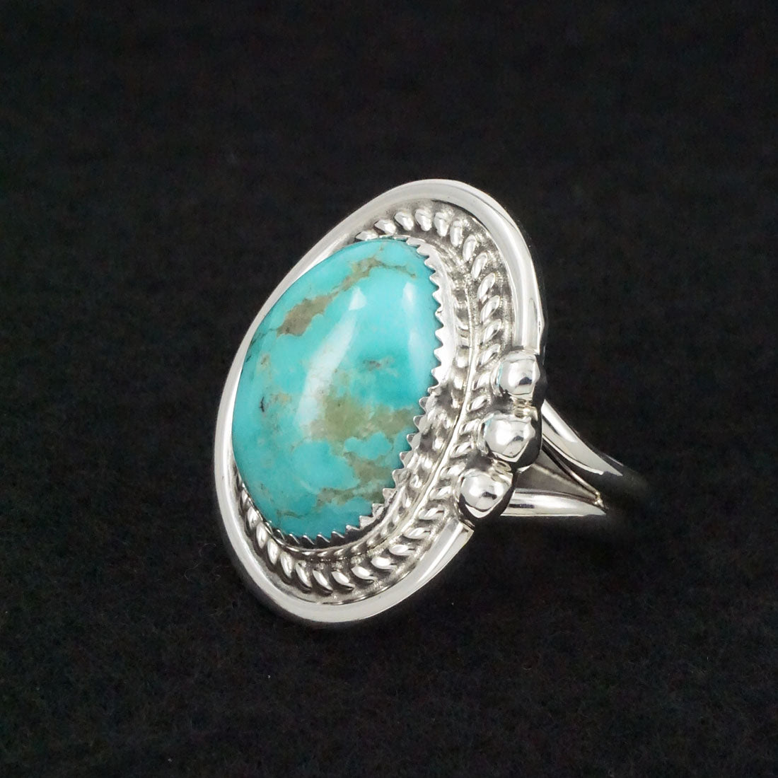 Leslie Nez Turquoise & Sterling Silver Ring Size 10