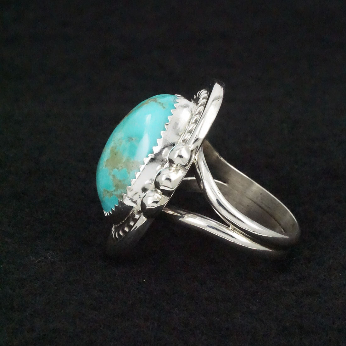 Leslie Nez Turquoise & Sterling Silver Ring Size 10