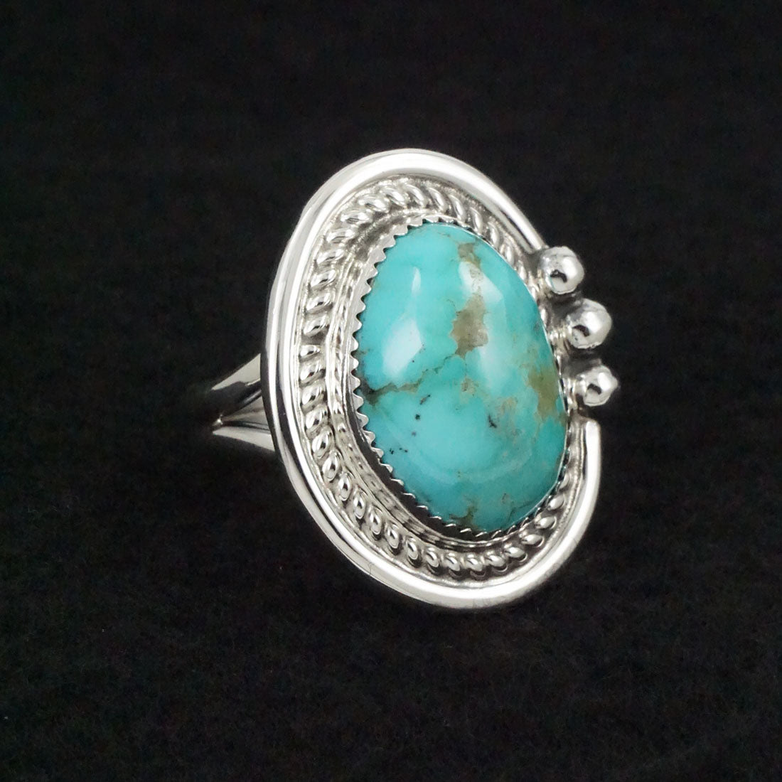 Leslie Nez Turquoise & Sterling Silver Ring Size 10