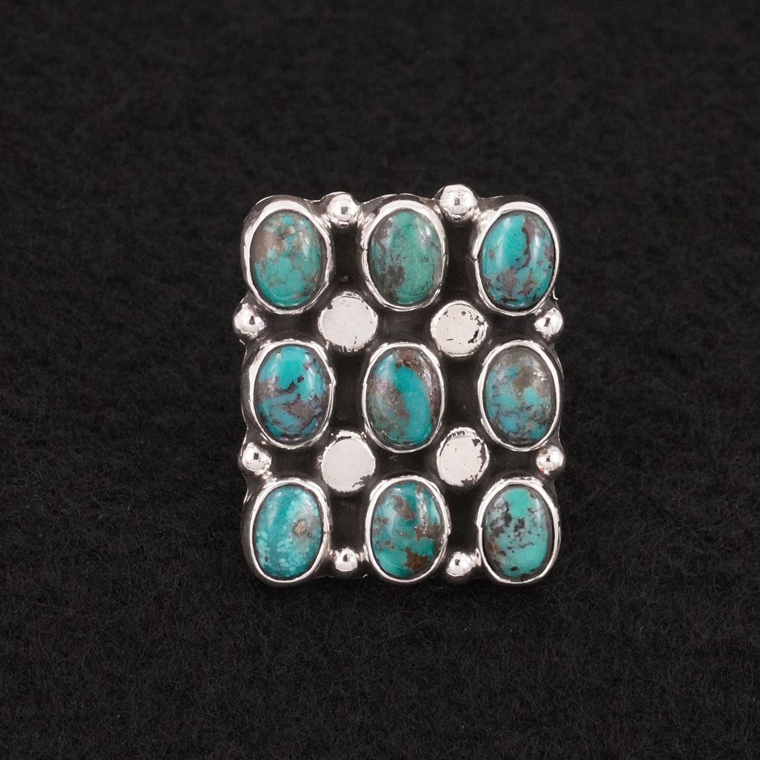 Priscilla Reeder Turquoise & Sterling Silver Ring Size 7.5
