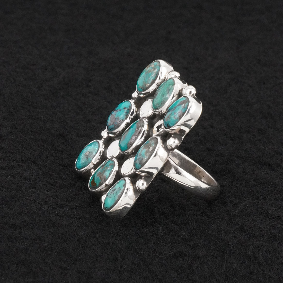 Priscilla Reeder Turquoise & Sterling Silver Ring Size 7.5