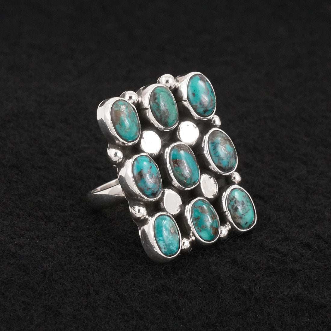 Priscilla Reeder Turquoise & Sterling Silver Ring Size 7.5