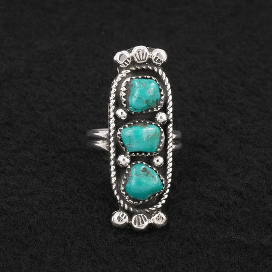 Priscilla Reeder Turquoise & Sterling Silver Ring Size 8