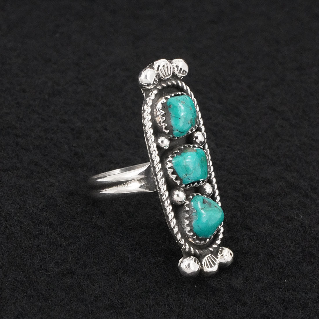 Priscilla Reeder Turquoise & Sterling Silver Ring Size 8