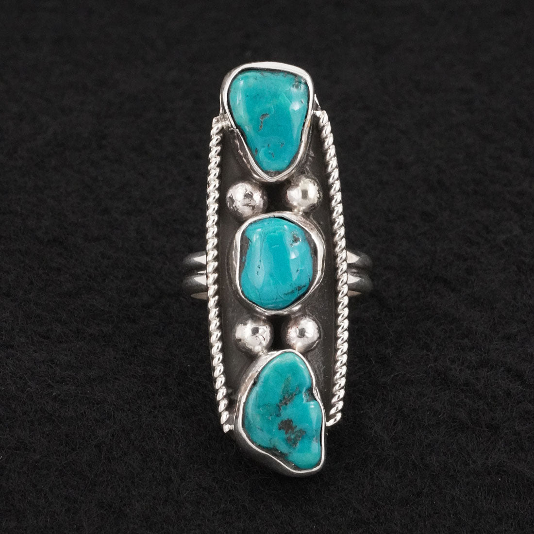 Priscilla Reeder Turquoise & Sterling Silver Ring Size 8