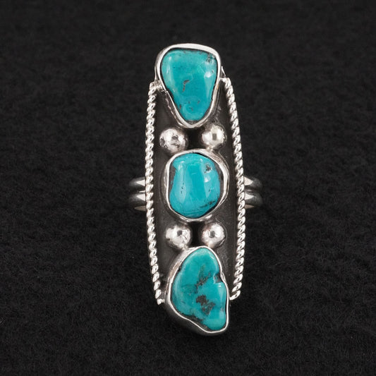 Priscilla Reeder Turquoise & Sterling Silver Ring Size 8