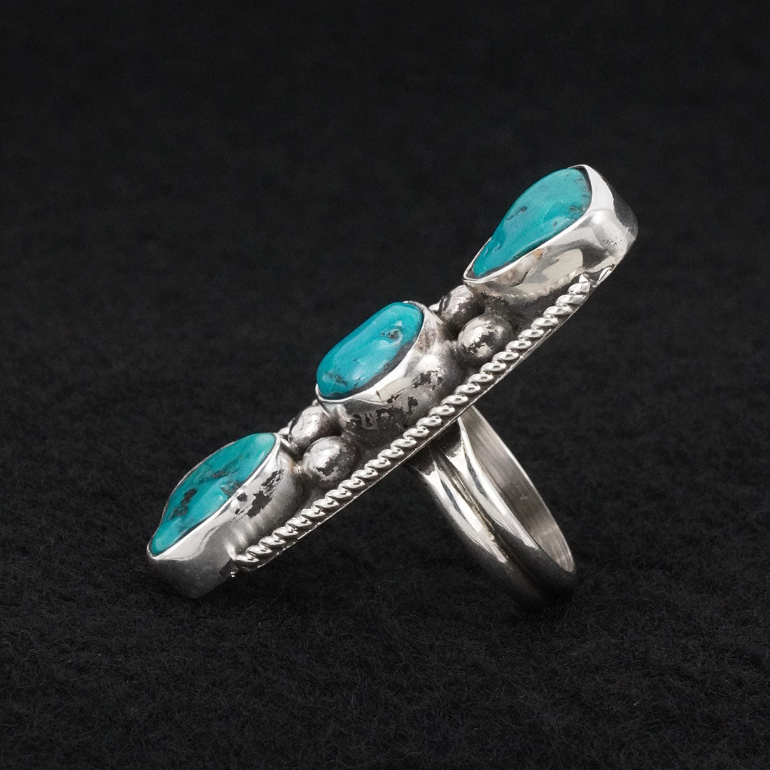 Priscilla Reeder Turquoise & Sterling Silver Ring Size 8