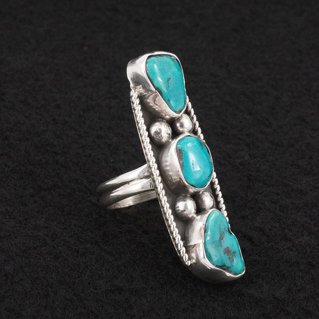 Priscilla Reeder Turquoise & Sterling Silver Ring Size 8