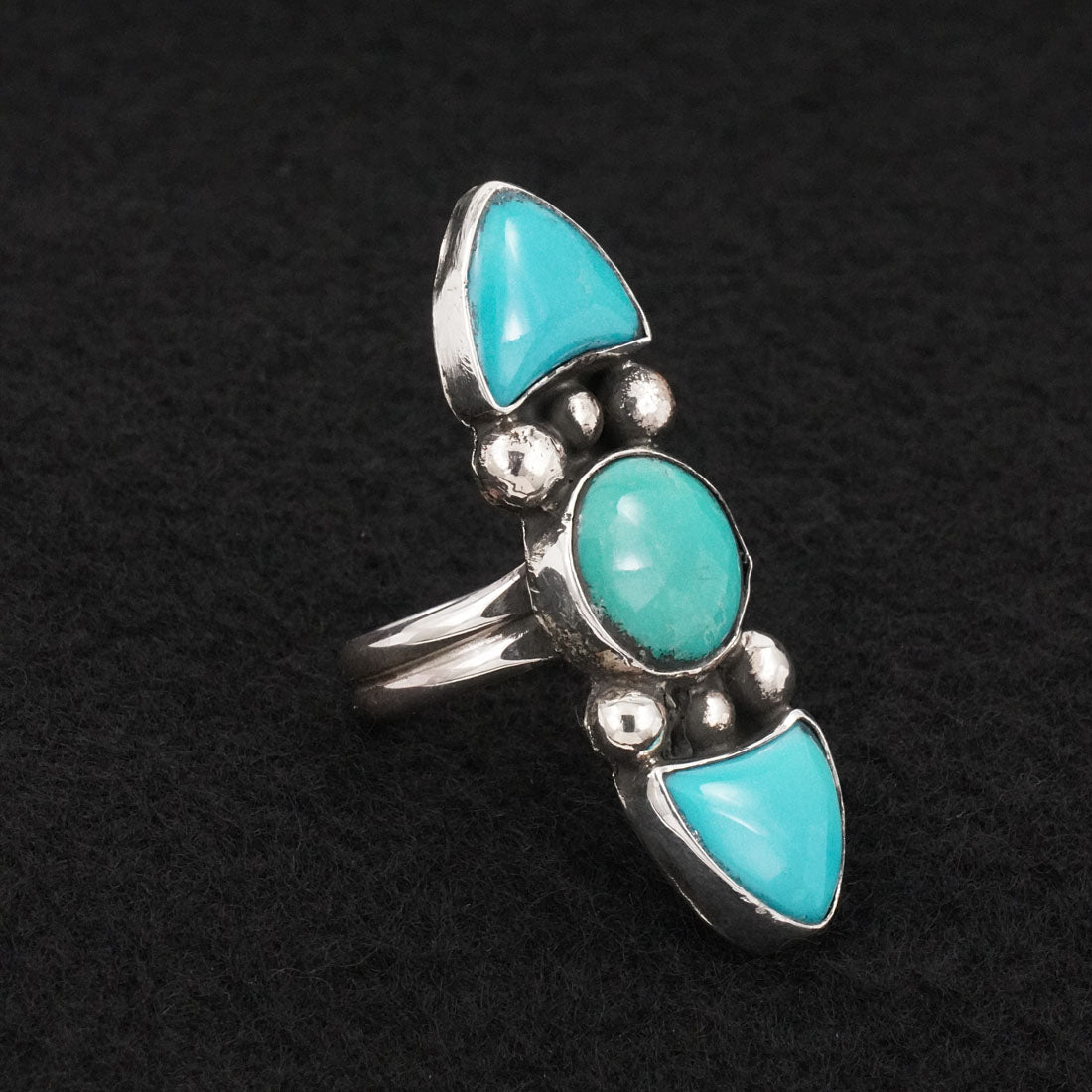 Priscilla Reeder Turquoise & Sterling Silver Ring Size 7