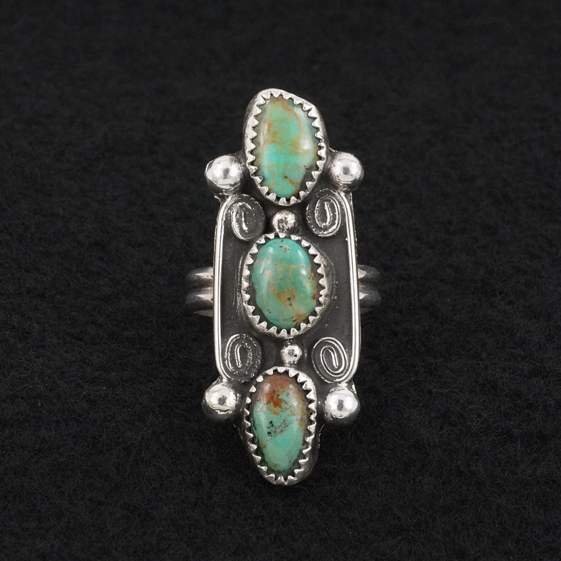 Priscilla Reeder Turquoise & Sterling Silver Ring Size 7.5