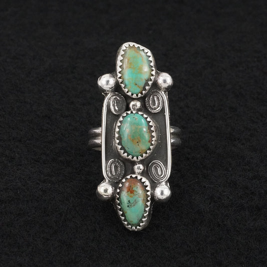 Priscilla Reeder Turquoise & Sterling Silver Ring Size 7.5