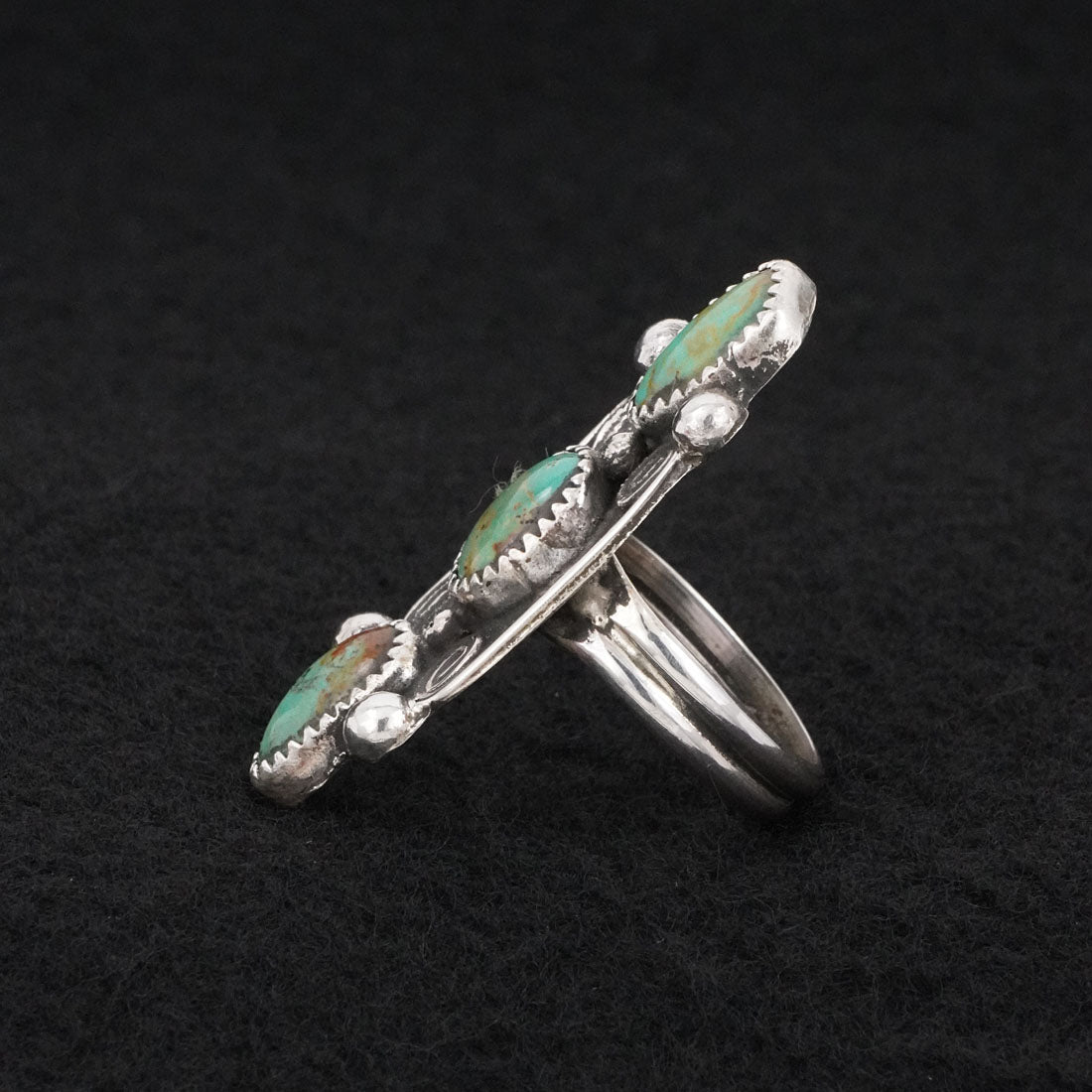 Priscilla Reeder Turquoise & Sterling Silver Ring Size 7.5