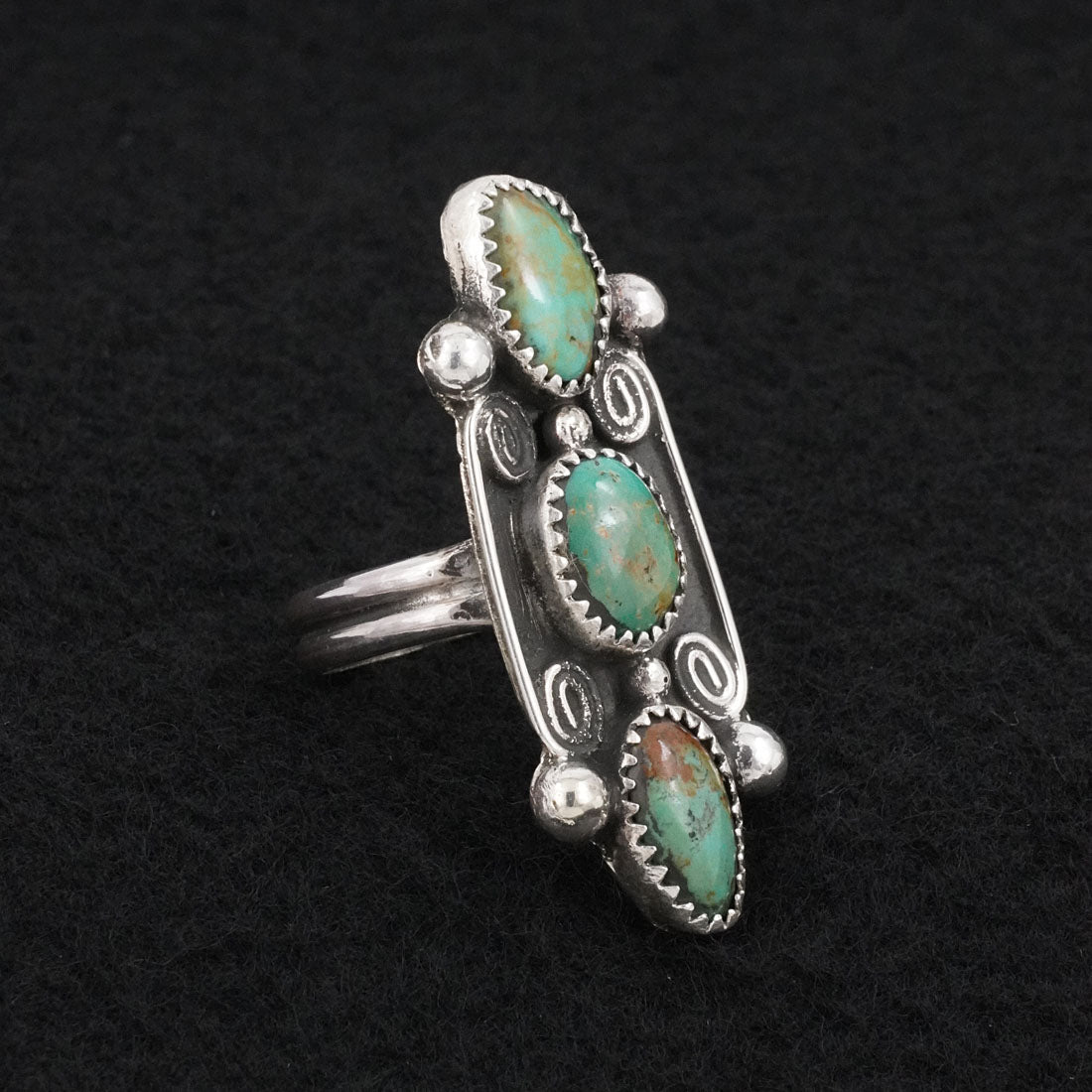 Priscilla Reeder Turquoise & Sterling Silver Ring Size 7.5