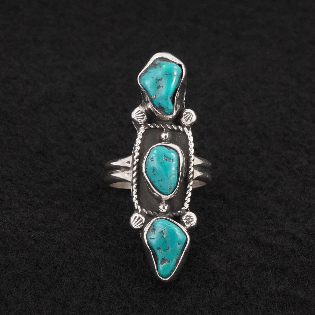 Priscilla Reeder Turquoise & Sterling Silver Ring Size 8