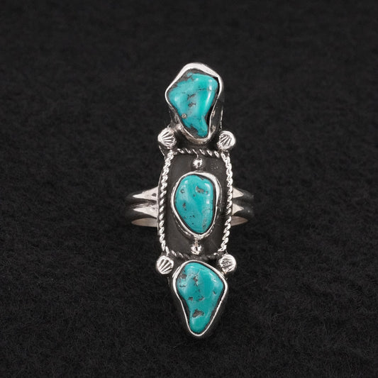 Priscilla Reeder Turquoise & Sterling Silver Ring Size 8