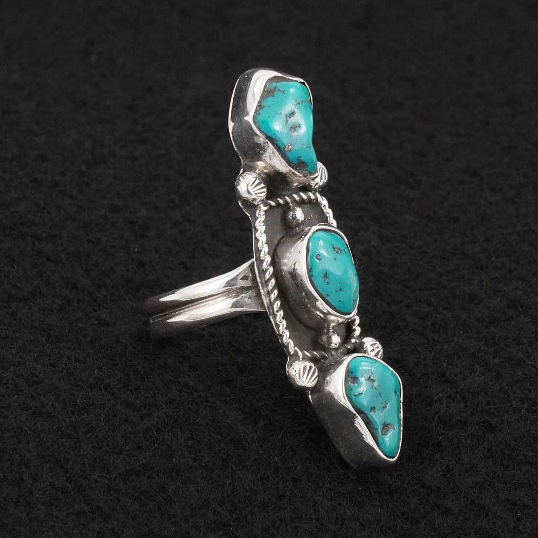 Priscilla Reeder Turquoise & Sterling Silver Ring Size 8