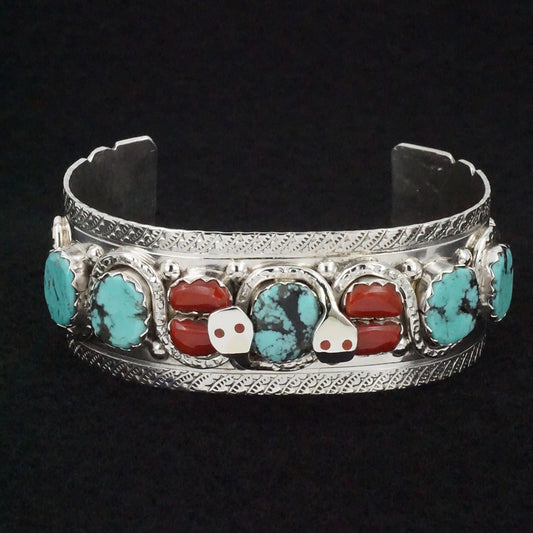 Joy Calavaza Turquoise, Coral & Sterling Silver Bracelet