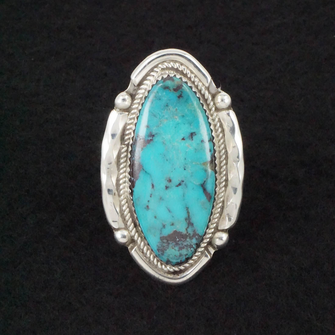 Kenny Calavaza Turquoise & Sterling Silver Ring Sz. 6.5