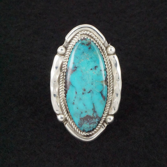 Kenny Calavaza Turquoise & Sterling Silver Ring Sz. 6.5