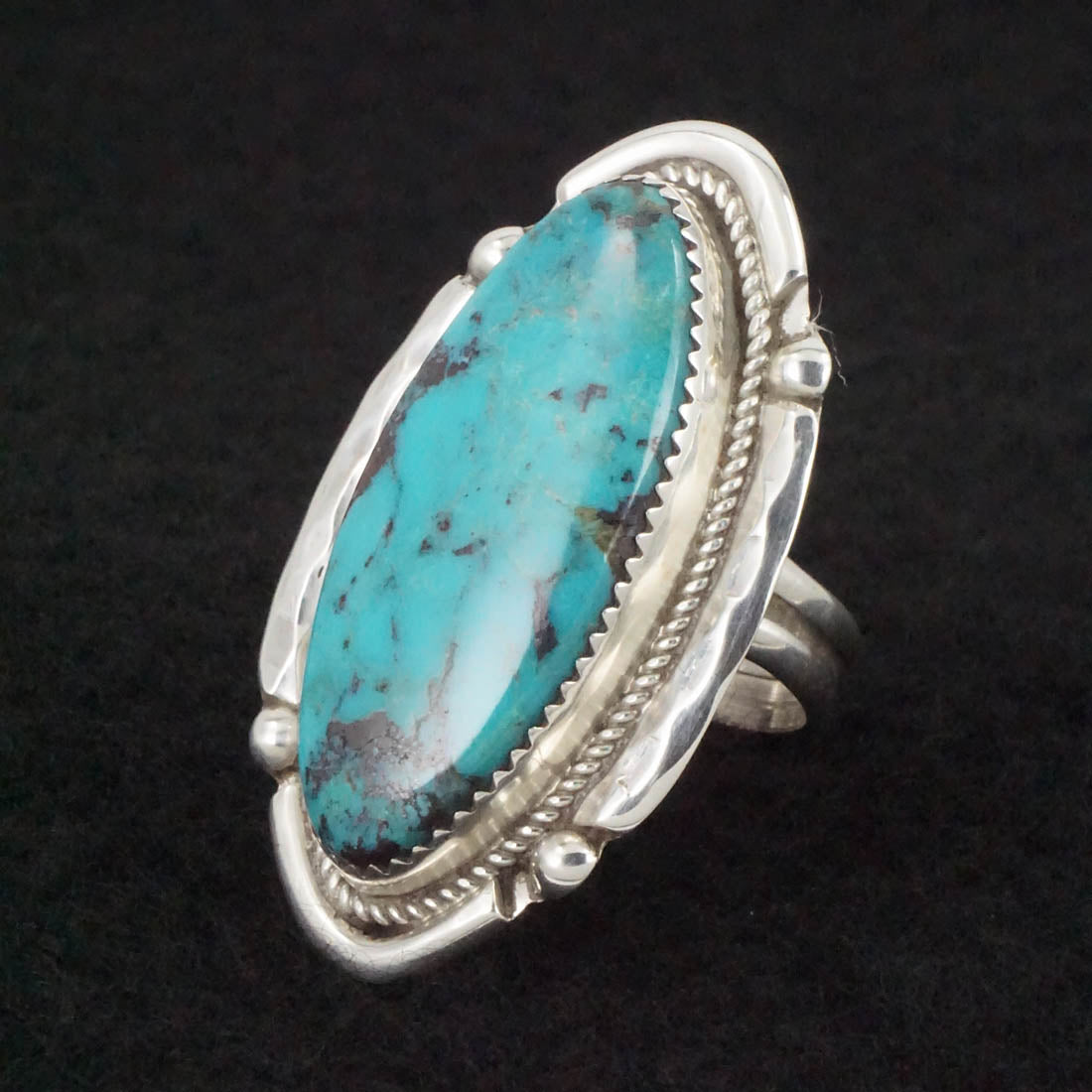 Kenny Calavaza Turquoise & Sterling Silver Ring Sz. 6.5