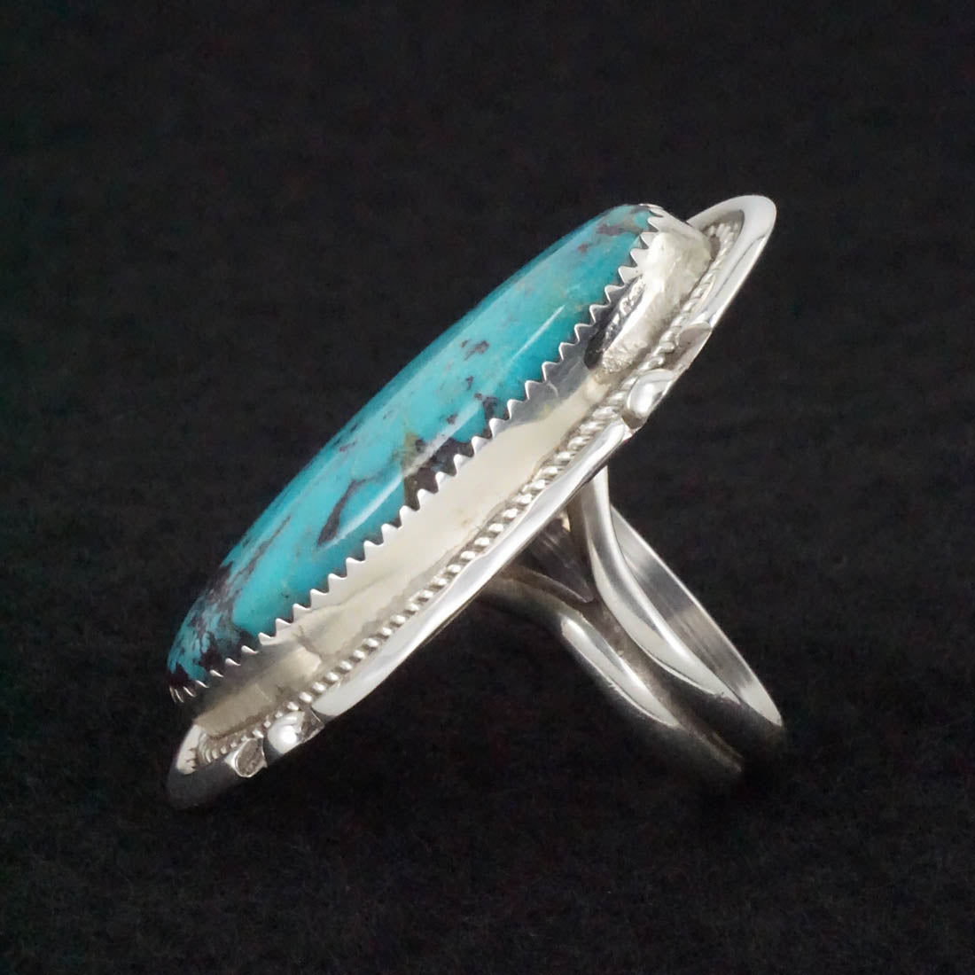 Kenny Calavaza Turquoise & Sterling Silver Ring Sz. 6.5