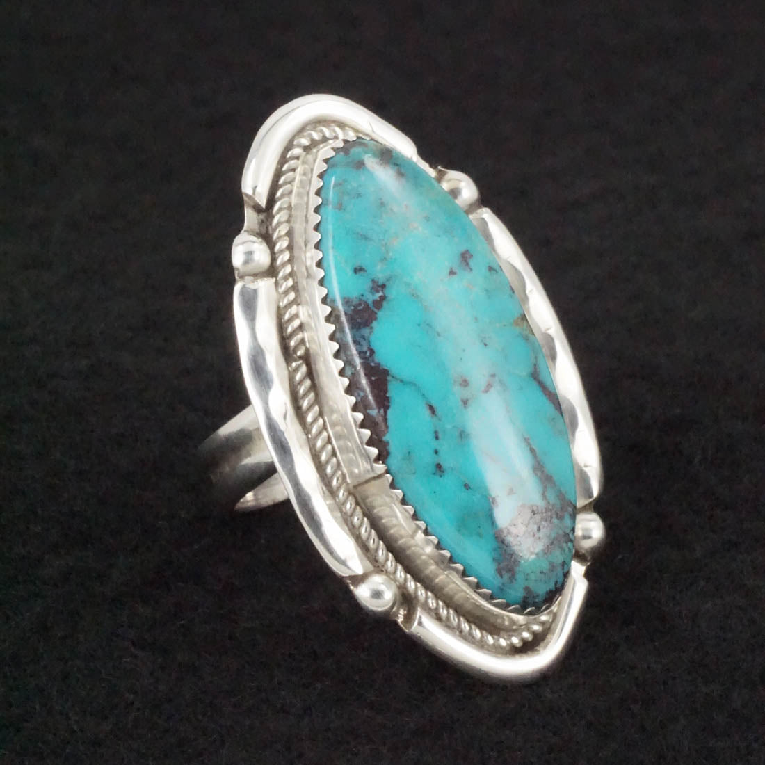 Kenny Calavaza Turquoise & Sterling Silver Ring Sz. 6.5