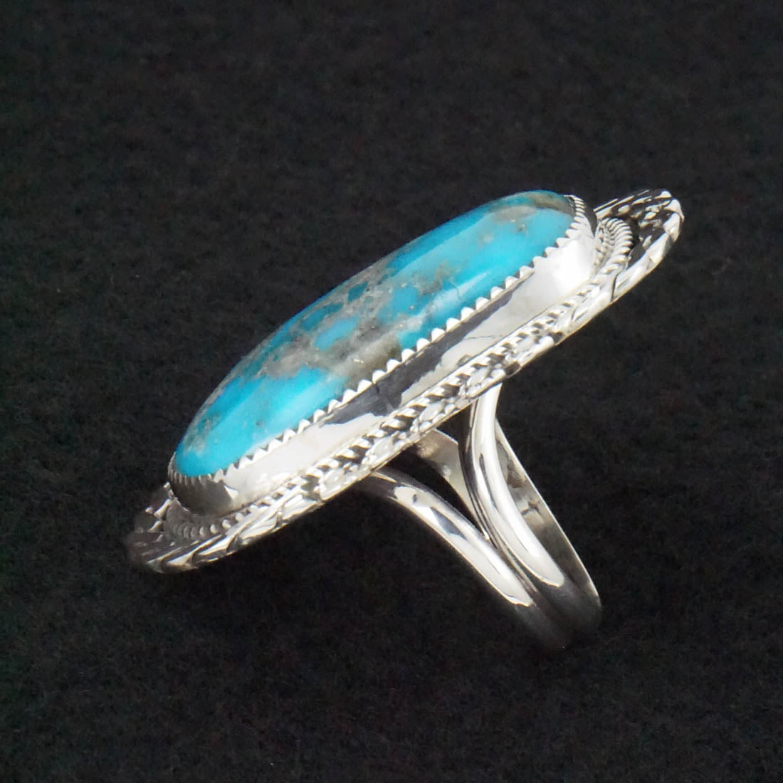 Leslie Nez Turquoise & Sterling Silver Ring Size 9.75