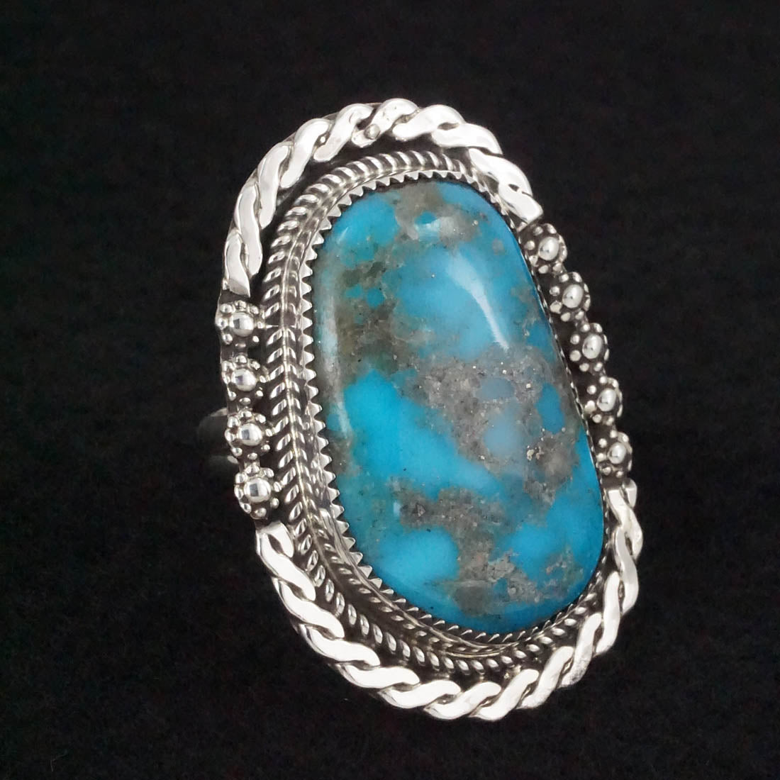 Leslie Nez Turquoise & Sterling Silver Ring Size 9.75