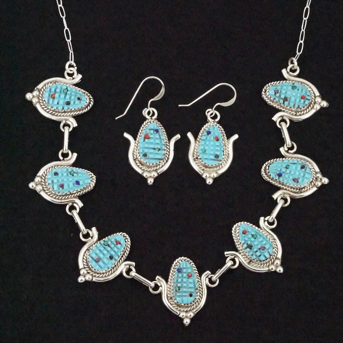 Tracy Bowekaty Turquoise & Sterling Silver Necklace Set