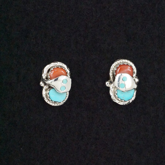 Joy Calavaza Turquoise, Coral & Sterling Silver Earrings