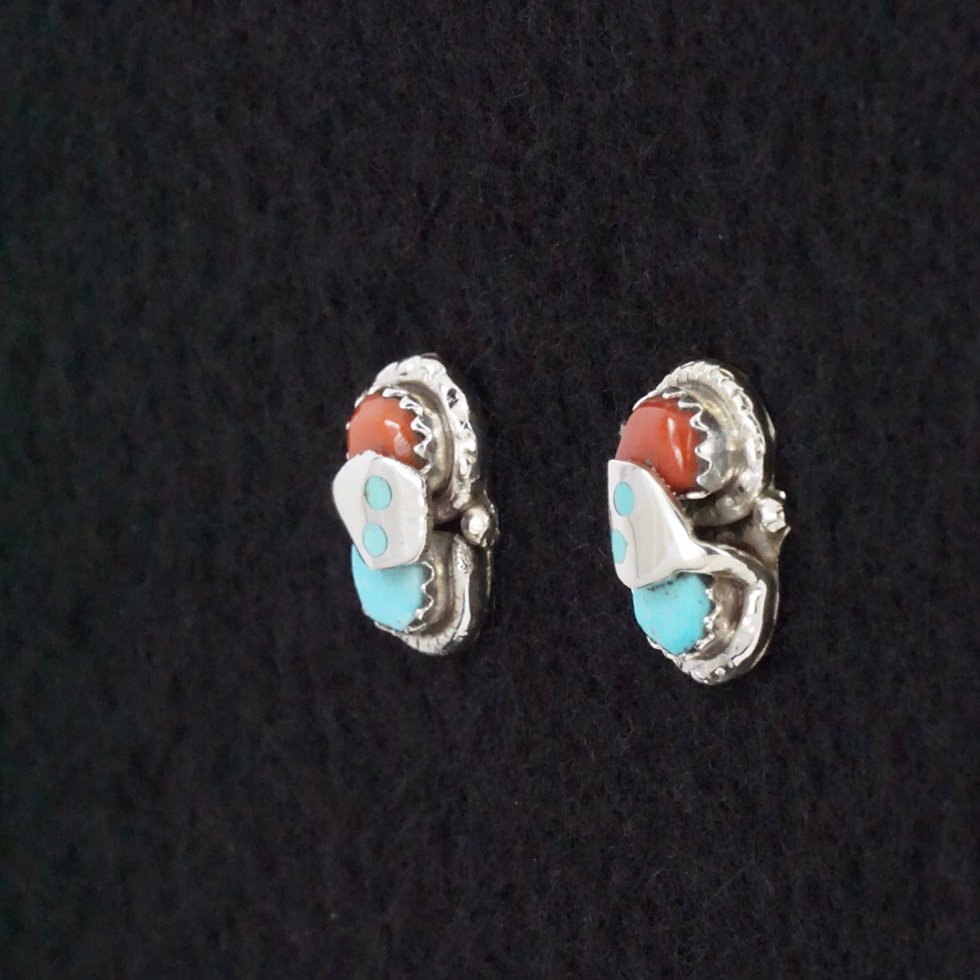 Joy Calavaza Turquoise, Coral & Sterling Silver Earrings