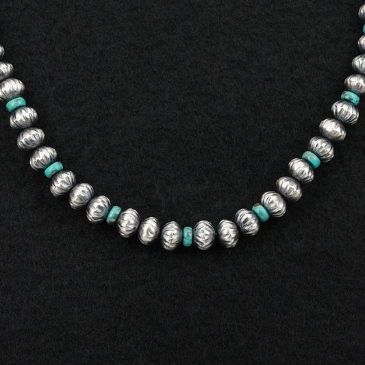 Tonisha Haley Turquoise & Sterling Silver Navajo Pearl Necklace 20"