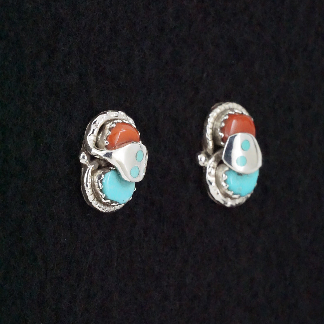 Joy Calavaza Turquoise, Coral & Sterling Silver Earrings