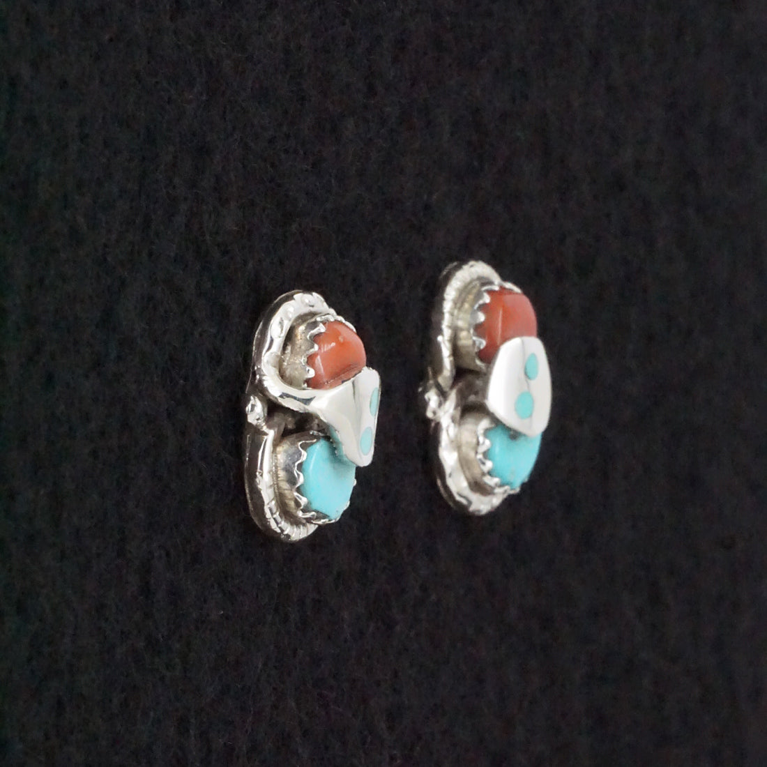 Joy Calavaza Turquoise, Coral & Sterling Silver Earrings