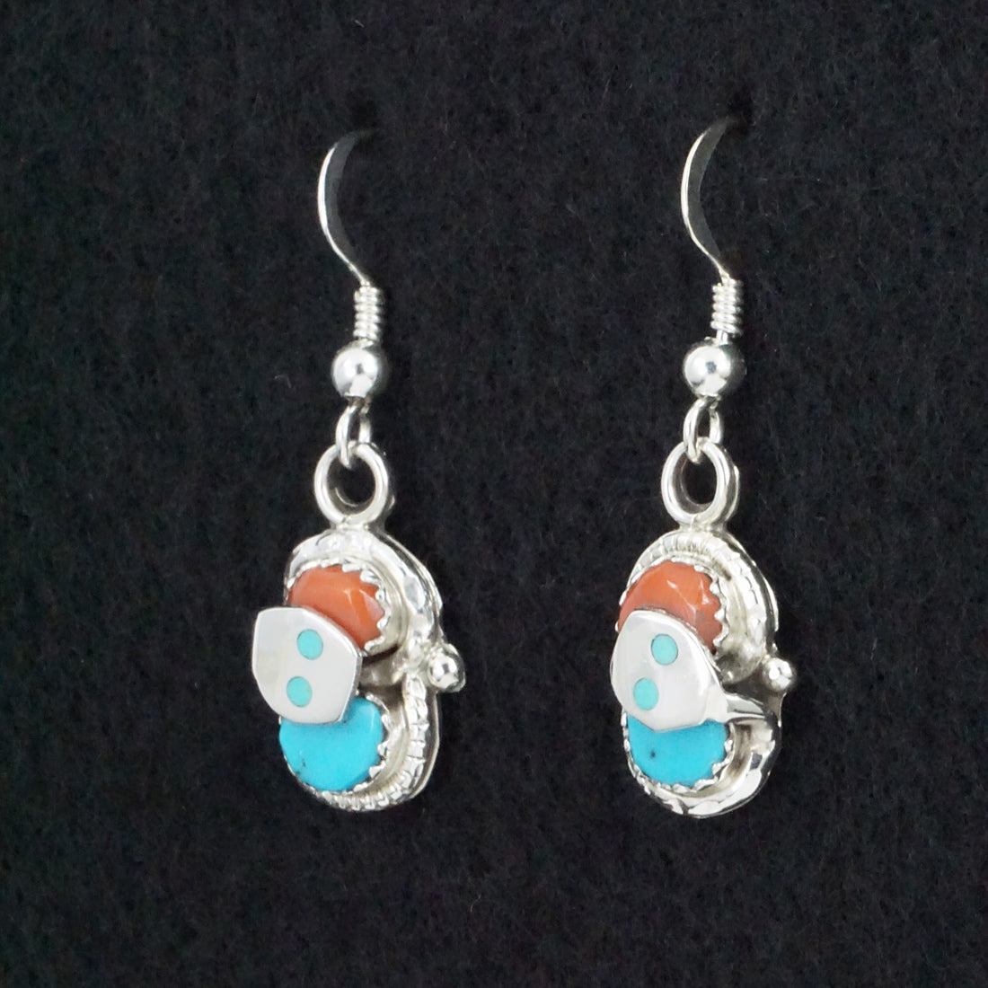 Joy Calavaza Turquoise, Coral & Sterling Silver Earrings