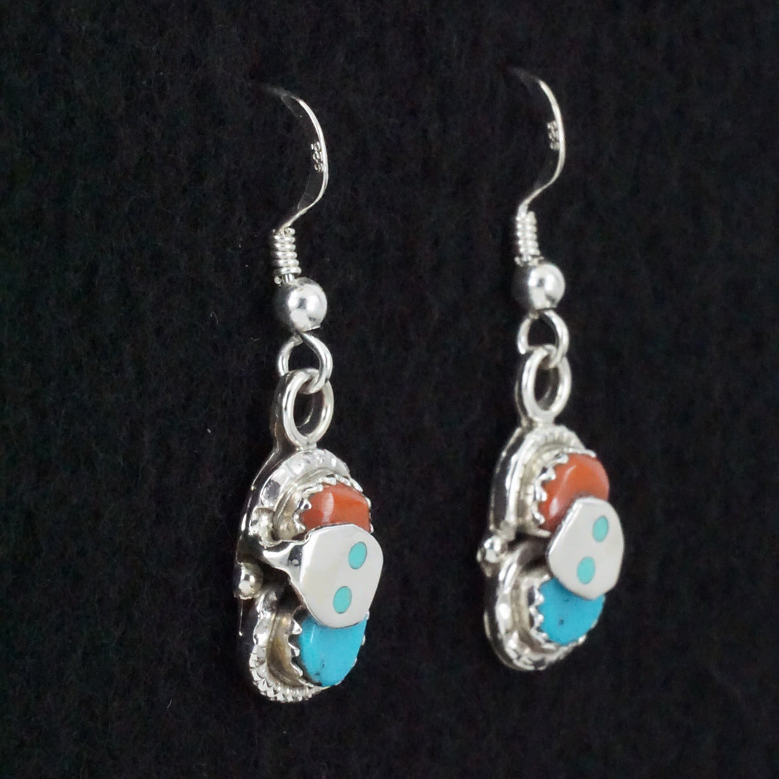 Joy Calavaza Turquoise, Coral & Sterling Silver Earrings