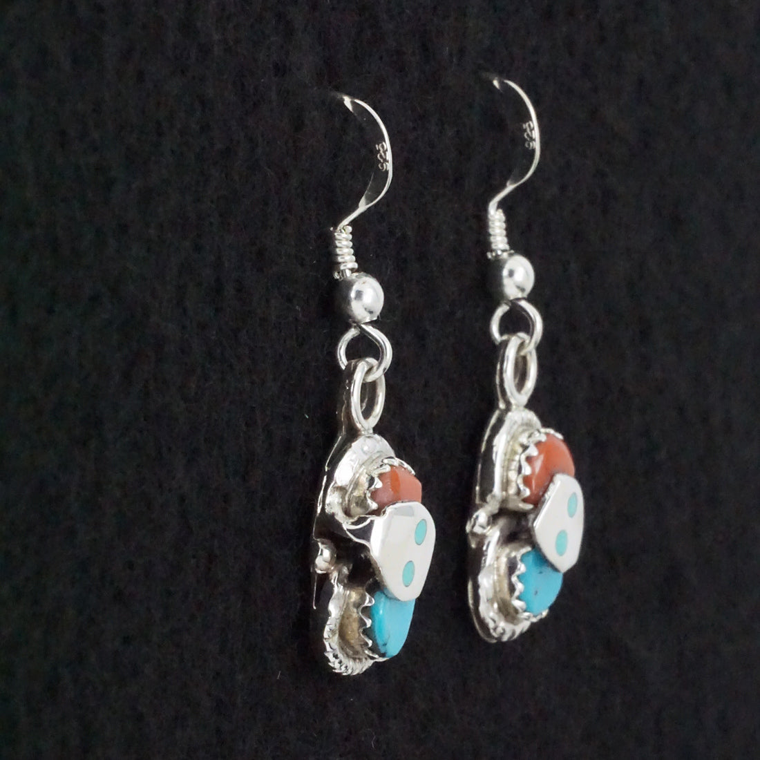 Joy Calavaza Turquoise, Coral & Sterling Silver Earrings